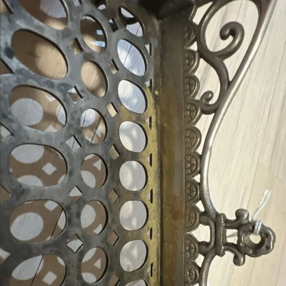 Antique Nickel over Brass Wall Held Tray Brass Color Circa 1900 Original
